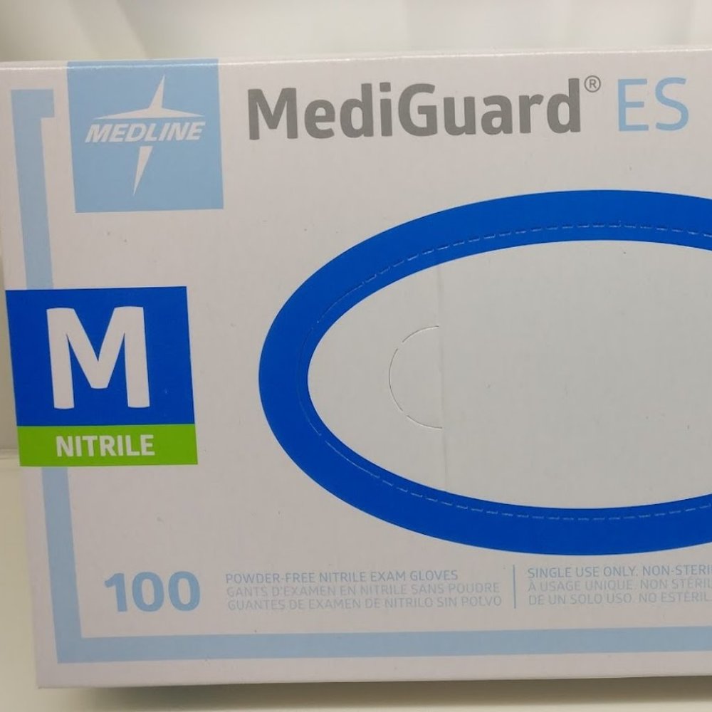 Medline MediGuard ES Powder-Free Nitrile Exam Gloves Size Medium Box of 100